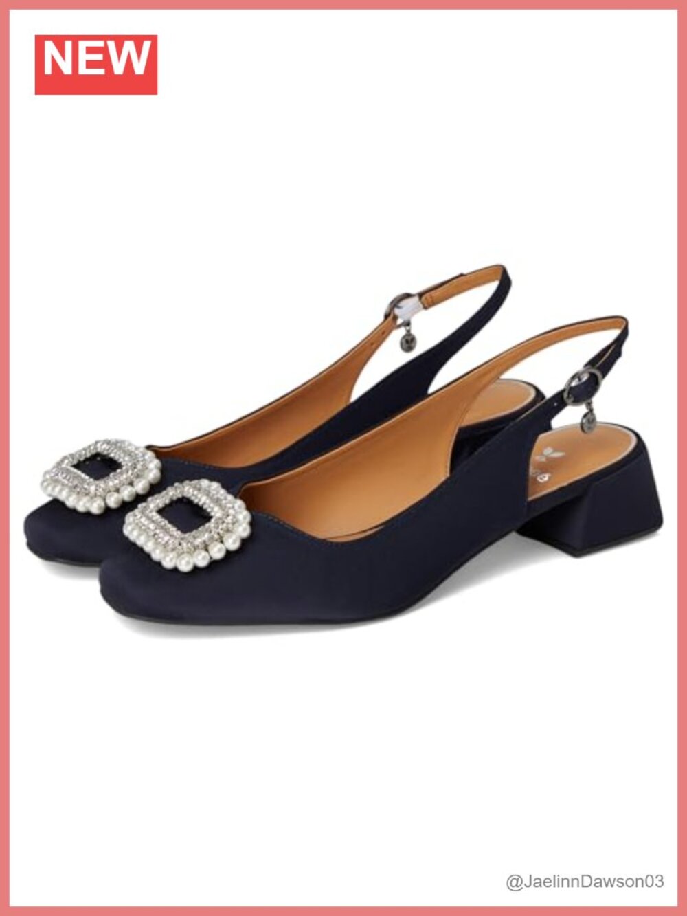 Satin Block Heel Pumps with Memory Foam - Square Toe Slingback Dress Shoes